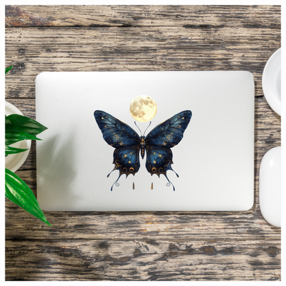 Blue Butterfly Moon Glow Vinyl Sticker Decal