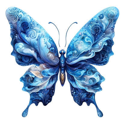 Blue Butterfly Abstract Design Vinyl Sticker Decal