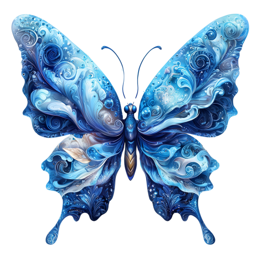 Blue Butterfly Abstract Design Vinyl Sticker Decal
