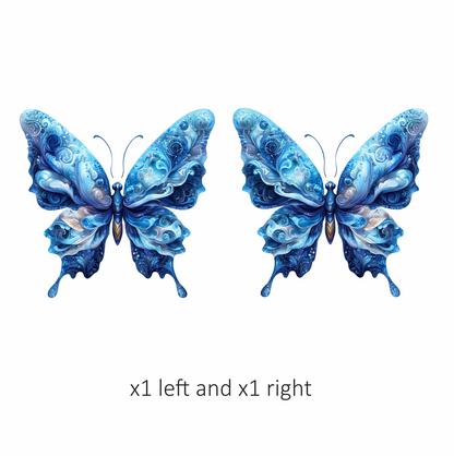 Blue Butterfly Abstract Design Vinyl Sticker Decal