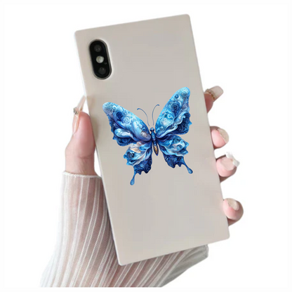 Blue Butterfly Abstract Design Vinyl Sticker Decal