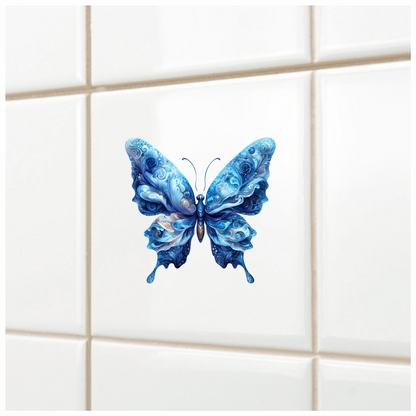 Blue Butterfly Abstract Design Vinyl Sticker Decal