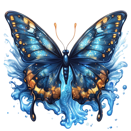 Blue Butterfly Water Vinyl Sticker Decal