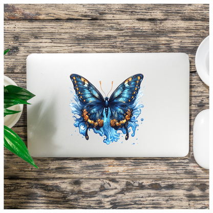 Blue Butterfly Water Vinyl Sticker Decal
