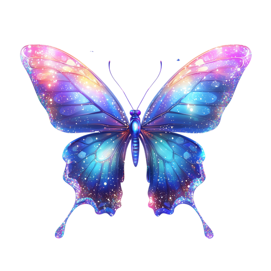 Butterfly Blue Sparkles Wings Colorful Bright Vinyl Sticker Decal