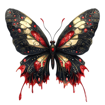 Black Butterfly Red Color Elegant Design Vinyl Sticker Decal