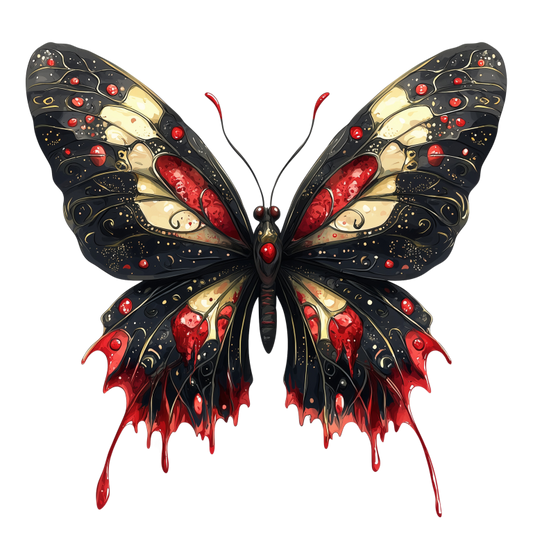 Black Butterfly Red Color Elegant Design Vinyl Sticker Decal