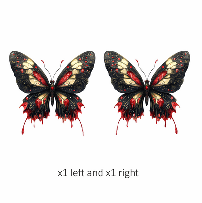 Black Butterfly Red Color Elegant Design Vinyl Sticker Decal