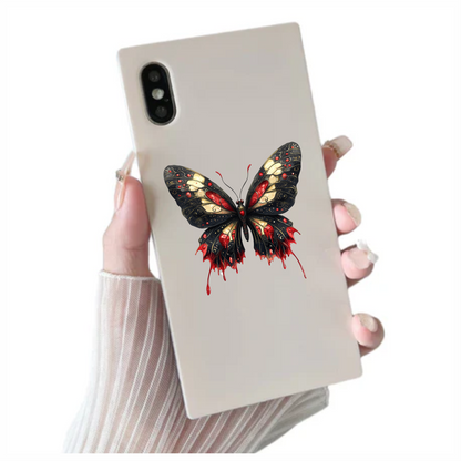 Black Butterfly Red Color Elegant Design Vinyl Sticker Decal