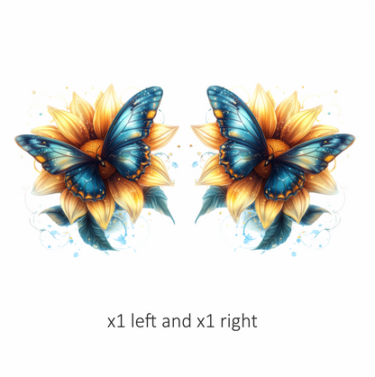 Butterfly Yellow Flower Blue Color Vinyl Sticker Decal