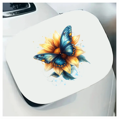Butterfly Yellow Flower Blue Color Vinyl Sticker Decal