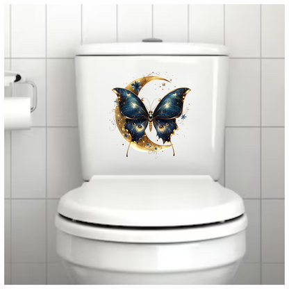 Blue Butterfly Moon Night Stars Flowers Vinyl Sticker Decal