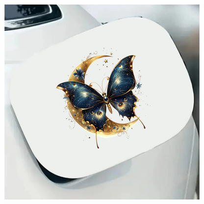Blue Butterfly Moon Night Stars Flowers Vinyl Sticker Decal