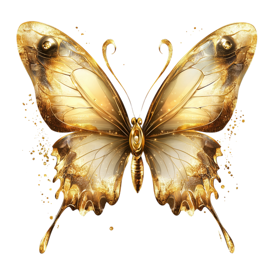 Gold Butterfly Insect Metallic Shiny Vinyl Sticker Decal