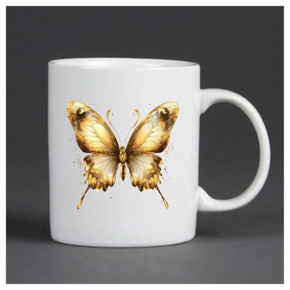 Gold Butterfly Insect Metallic Shiny Vinyl Sticker Decal