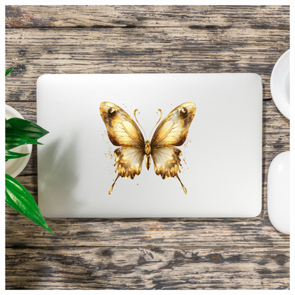 Gold Butterfly Insect Metallic Shiny Vinyl Sticker Decal