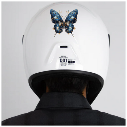 Blue Butterfly Intricate Wings Flowers Stars Vinyl Sticker Decal
