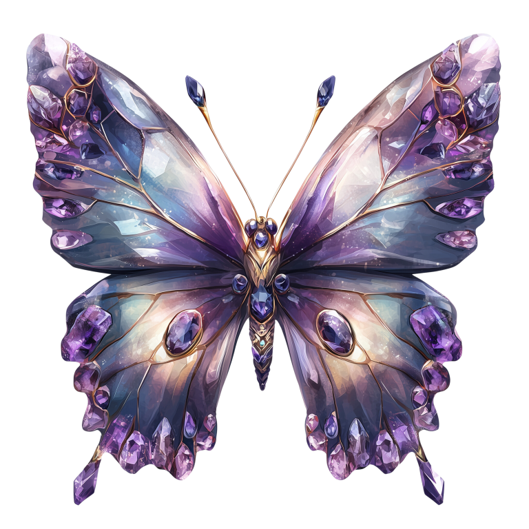 Butterfly Purple Gemstones Sparkling Wings Vinyl Sticker Decal