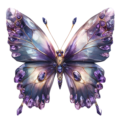 Butterfly Purple Gemstones Sparkling Wings Vinyl Sticker Decal