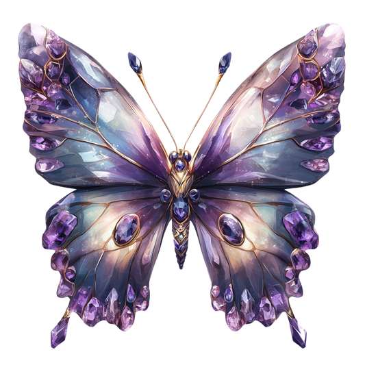 Butterfly Purple Gemstones Sparkling Wings Vinyl Sticker Decal