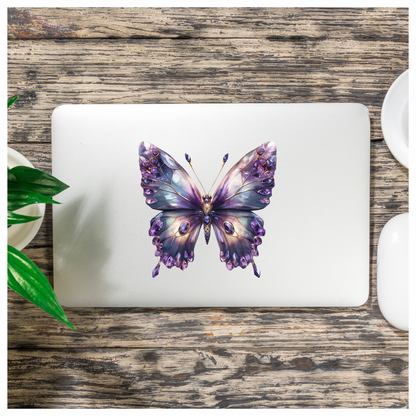 Butterfly Purple Gemstones Sparkling Wings Vinyl Sticker Decal
