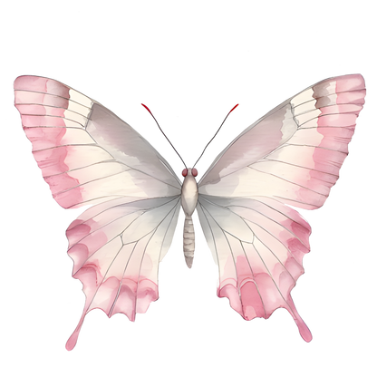 Pink Butterfly Insect White Vinyl Sticker Decal