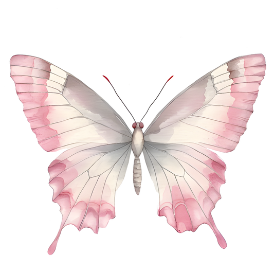 Pink Butterfly Insect White Vinyl Sticker Decal