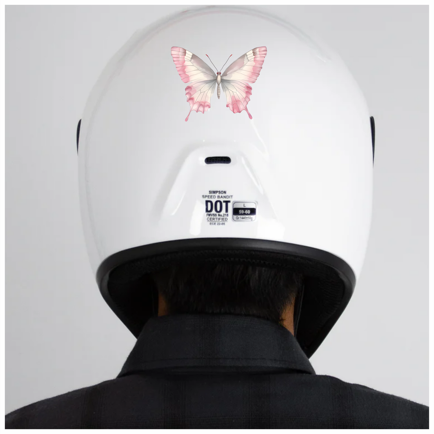 Pink Butterfly Insect White Vinyl Sticker Decal