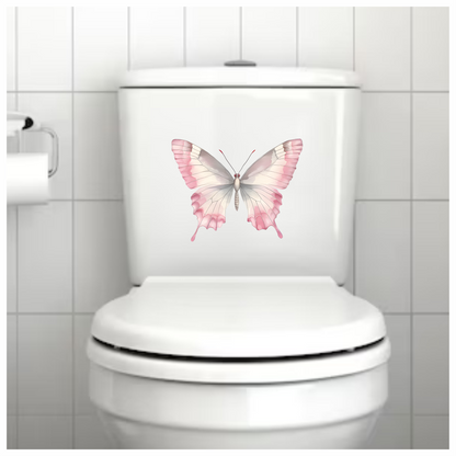 Pink Butterfly Insect White Vinyl Sticker Decal
