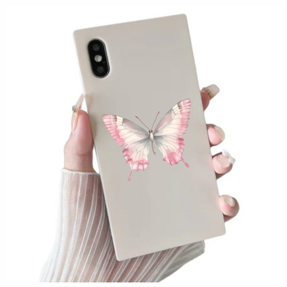 Pink Butterfly Insect White Vinyl Sticker Decal