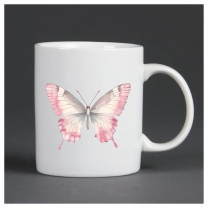 Pink Butterfly Insect White Vinyl Sticker Decal