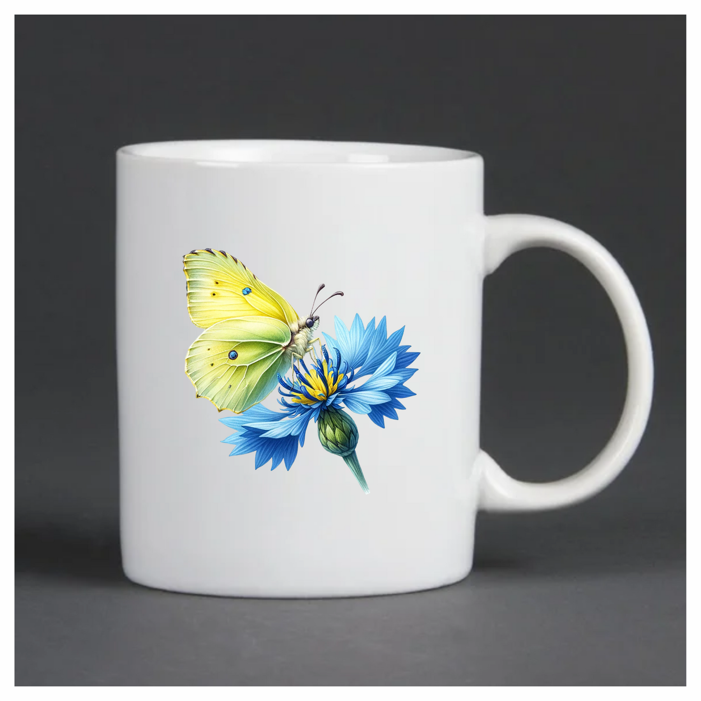 Yellow Butterfly Blue Flower Vinyl Sticker Decal