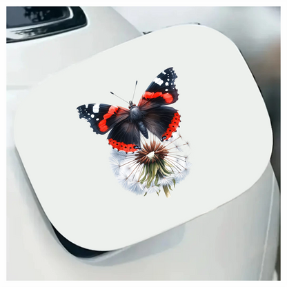 Red Butterfly Dandelion Flower Black Vinyl Sticker Decal