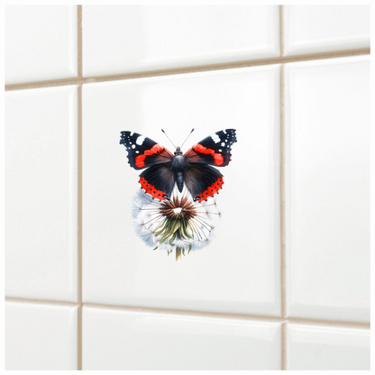 Red Butterfly Dandelion Flower Black Vinyl Sticker Decal