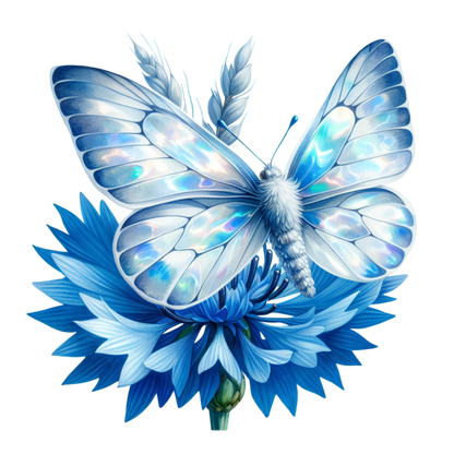 Blue Butterfly Flower Nature Vinyl Sticker Decal