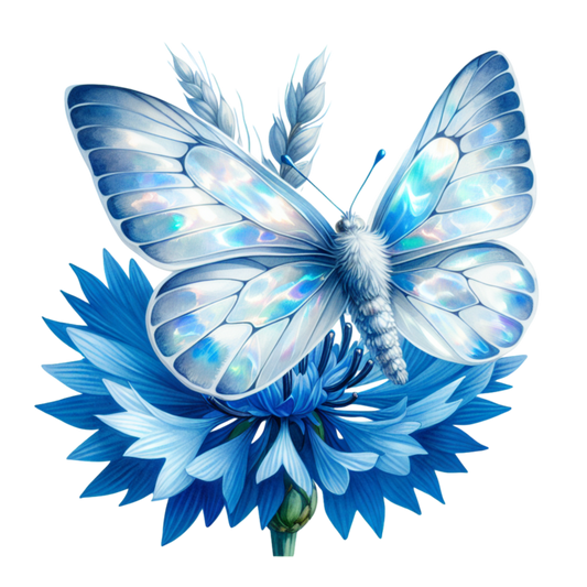 Blue Butterfly Flower Nature Vinyl Sticker Decal