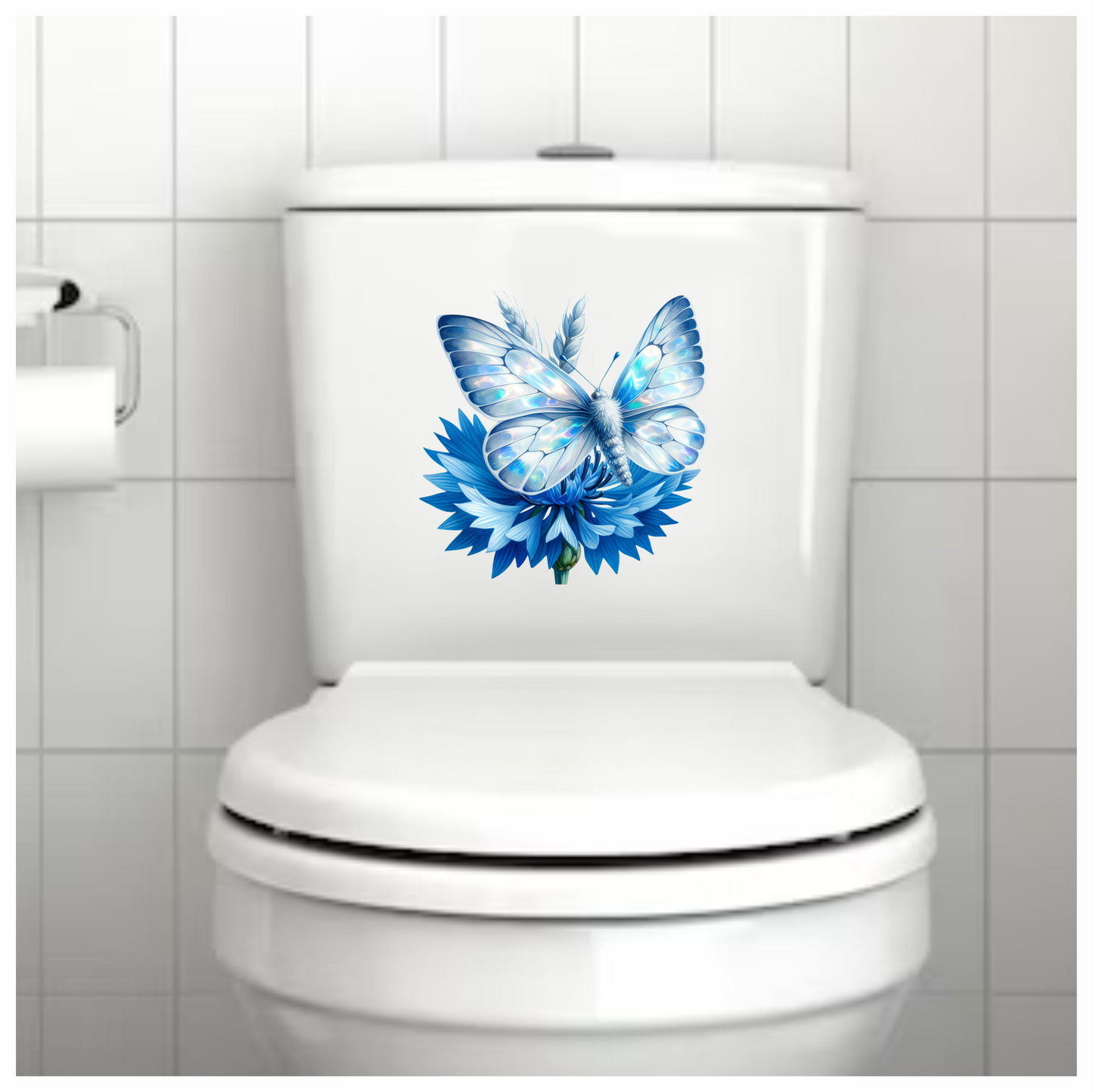 Blue Butterfly Flower Nature Vinyl Sticker Decal