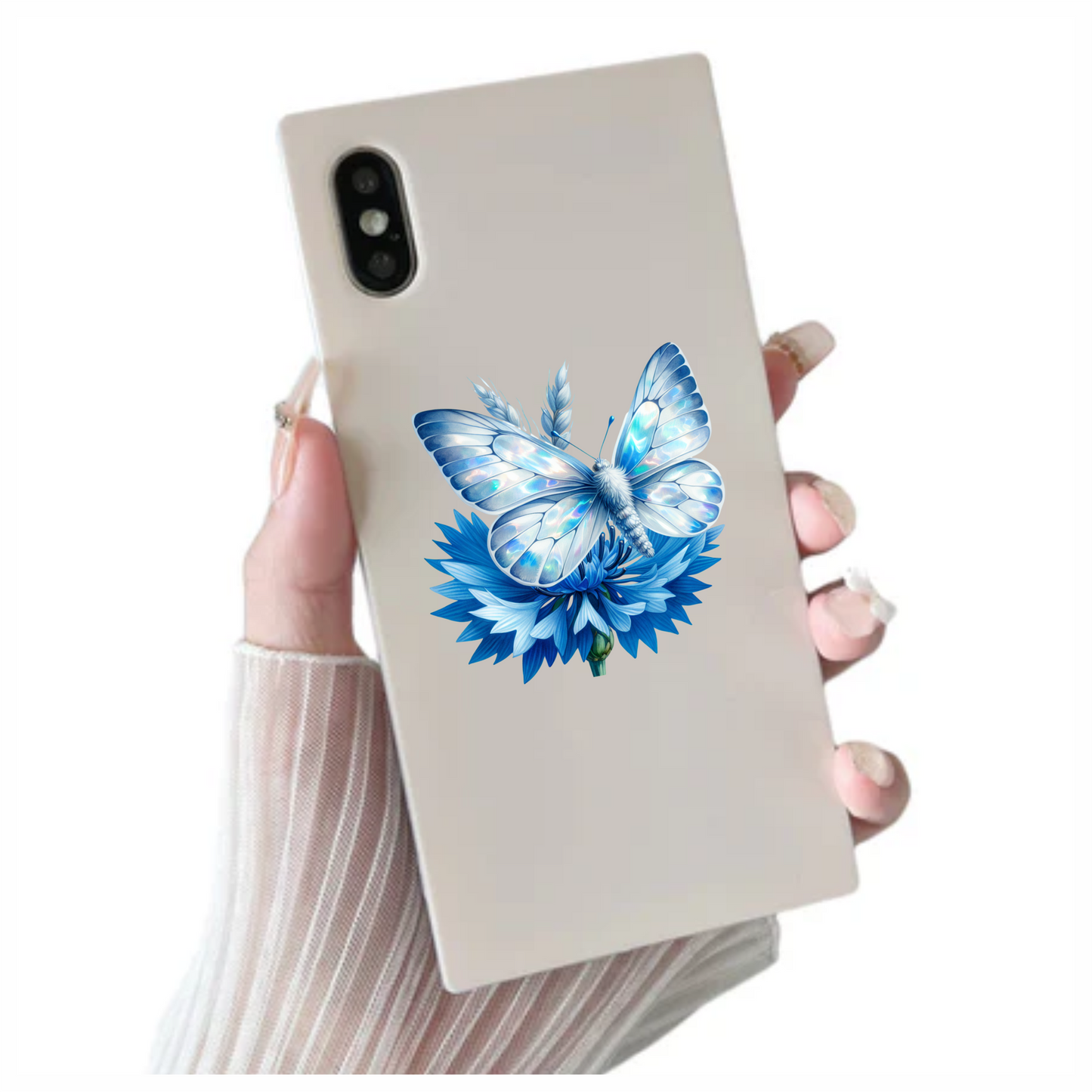Blue Butterfly Flower Nature Vinyl Sticker Decal