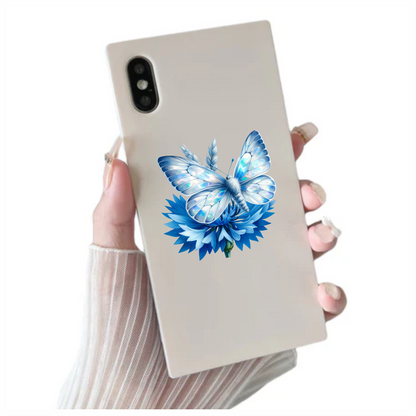 Blue Butterfly Flower Nature Vinyl Sticker Decal