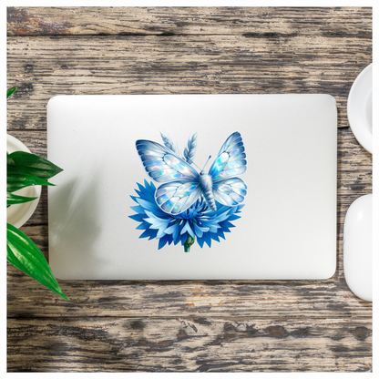 Blue Butterfly Flower Nature Vinyl Sticker Decal