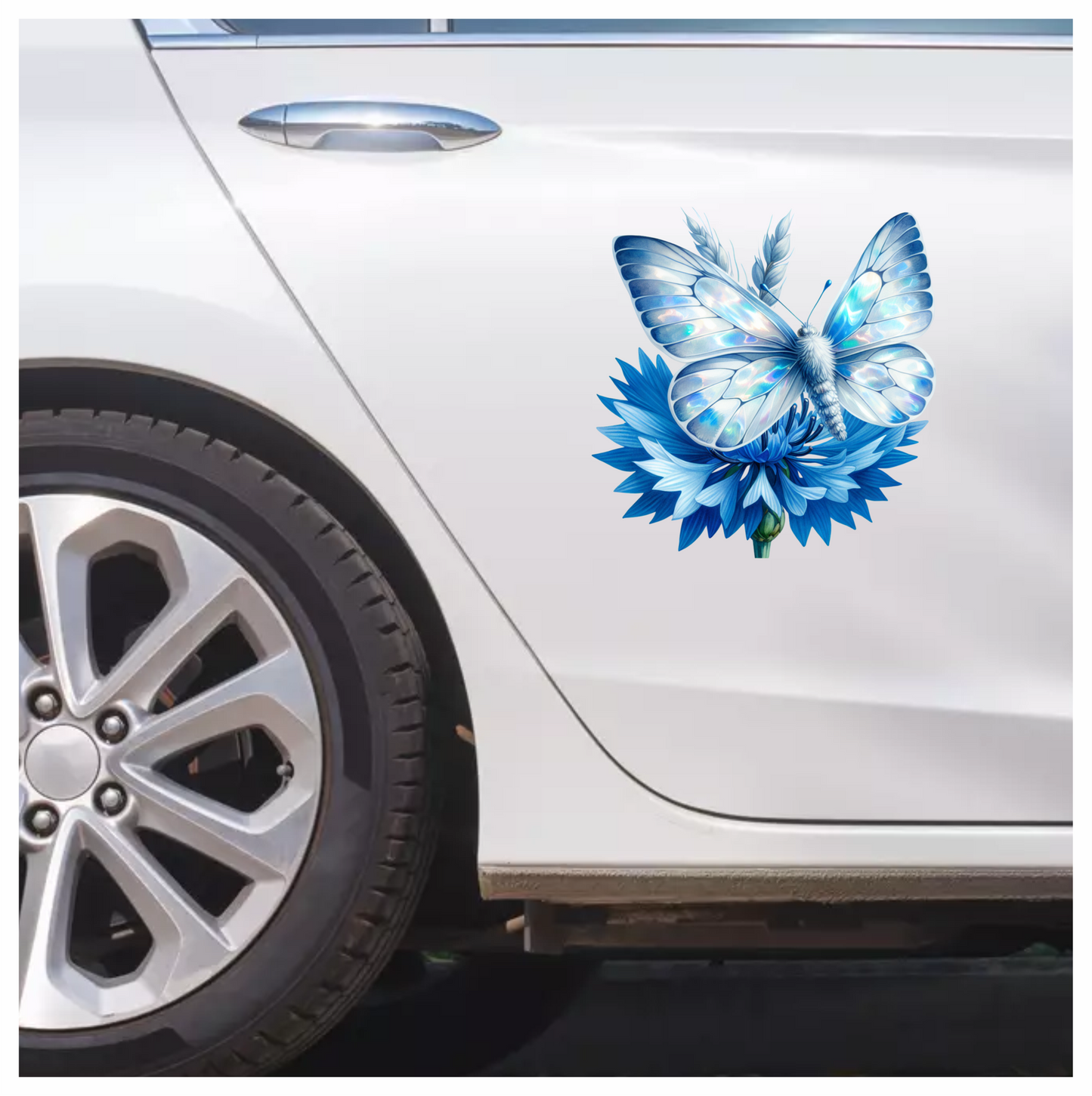 Blue Butterfly Flower Nature Vinyl Sticker Decal