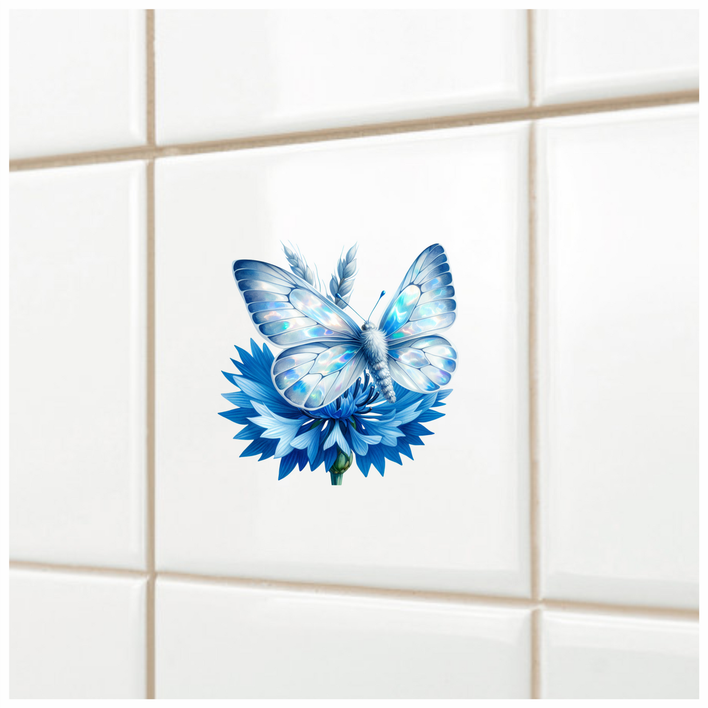 Blue Butterfly Flower Nature Vinyl Sticker Decal