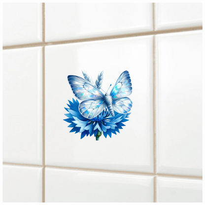 Blue Butterfly Flower Nature Vinyl Sticker Decal