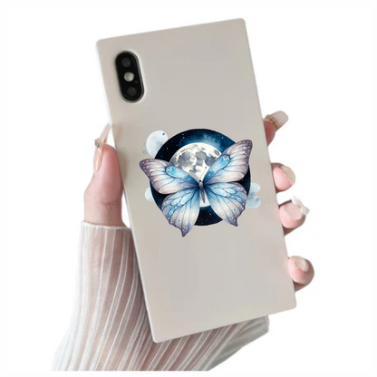 Butterfly Moon Blue Night Sky Vinyl Sticker Decal