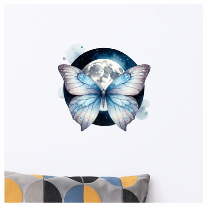 Butterfly Moon Blue Night Sky Vinyl Sticker Decal