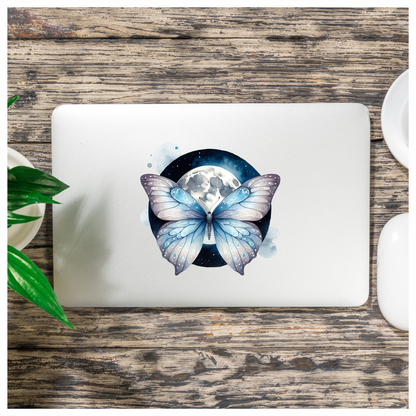 Butterfly Moon Blue Night Sky Vinyl Sticker Decal