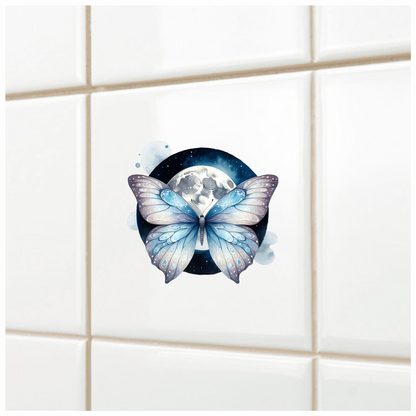 Butterfly Moon Blue Night Sky Vinyl Sticker Decal