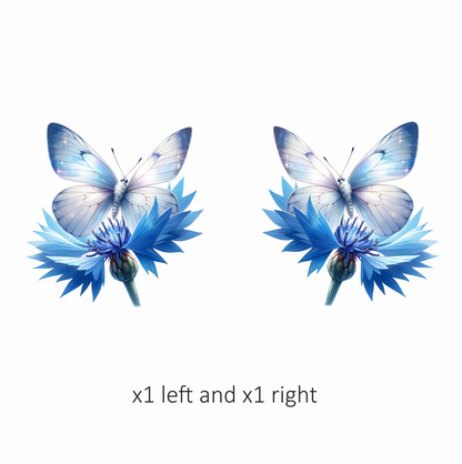 Butterfly Blue Flower Nature Insect Wings Sparkle Vinyl Sticker Decal