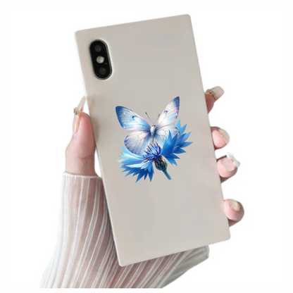 Butterfly Blue Flower Nature Insect Wings Sparkle Vinyl Sticker Decal