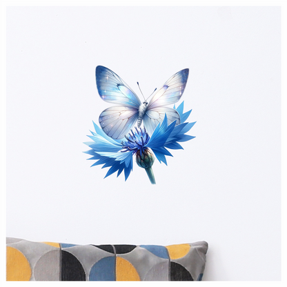 Butterfly Blue Flower Nature Insect Wings Sparkle Vinyl Sticker Decal
